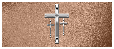 DNSEMP-L-517-SL-SH-BZ Silver 3 Crosses Shimmer Bronze
